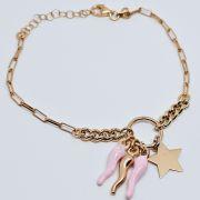 Bracciale donna argento 925% con stella e cornetti