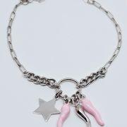 Bracciale donna argento 925% con stella e cornetti