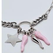 Bracciale donna argento 925% con stella e cornetti