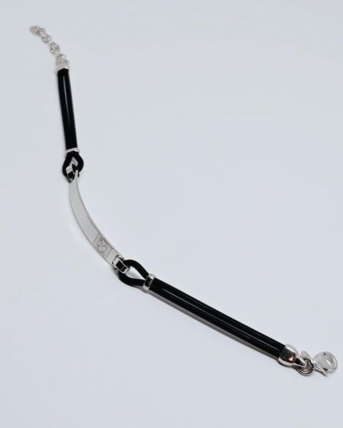 Bracciale uomo argento e caucciù