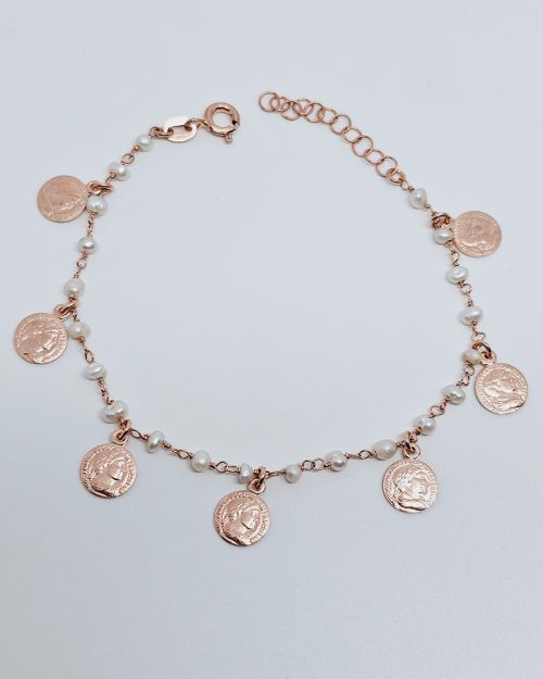 Bracciale donna argento rosato 925% con charms