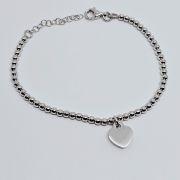 Bracciale donna argento 925% rodiato con sfere e cuore