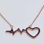 Collana donna argento 925% rosata con fulmine e cuore