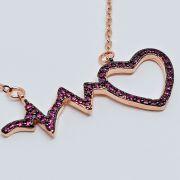 Collana donna argento 925% rosata con fulmine e cuore