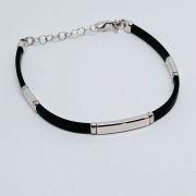 Bracciale uomo argento e caucciù