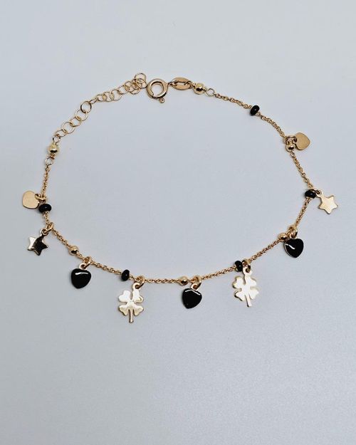 Bracciale donna argento dorato 925% con charms