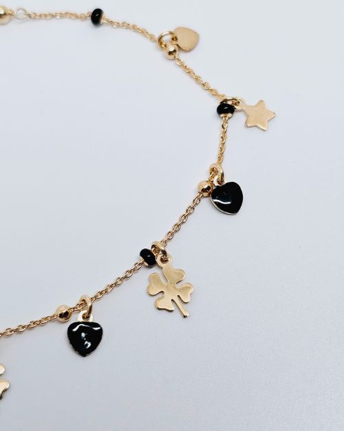 Bracciale donna argento dorato 925% con charms