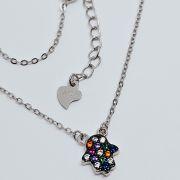 Collana donna argento 925% rodiato con mano di Fatima