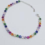 Bracciale tennis donna in argento 925% con pietre colorate