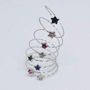 Anello a molla in argento 925% con pietre e stelle