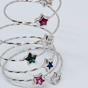 Anello a molla in argento 925% con pietre e stelle