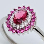 Anello in argento ovale con pietre