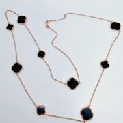 Collana donna argento 925% con quadrifoglio e pietre