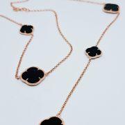 Collana donna argento 925% con quadrifoglio e pietre