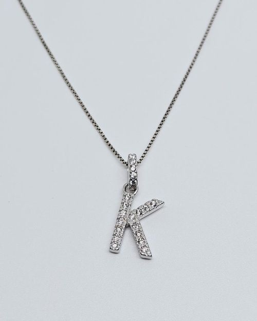 Collana in argento 925% con iniziale “K”