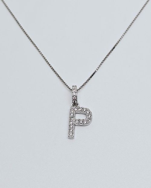 Collana in argento 925% con iniziale “P”