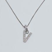 Collana in argento 925% con iniziale “V”