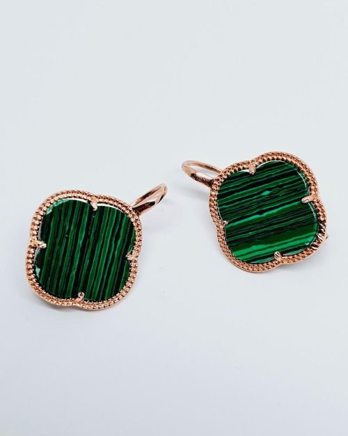Orecchini pendenti in argento 925% con pietre forma quadrifoglio