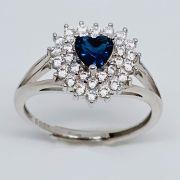 Anello cuore in argento con pietre