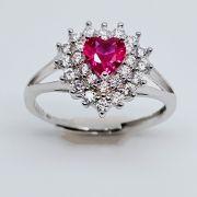 Anello cuore in argento con pietre