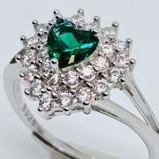 Anello cuore in argento con pietre