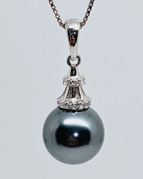 Collana donna argento 925% con perla nera