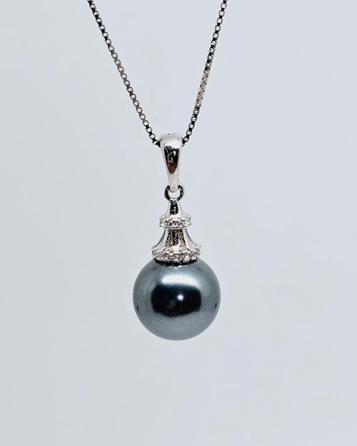 Collana donna argento 925% con perla nera