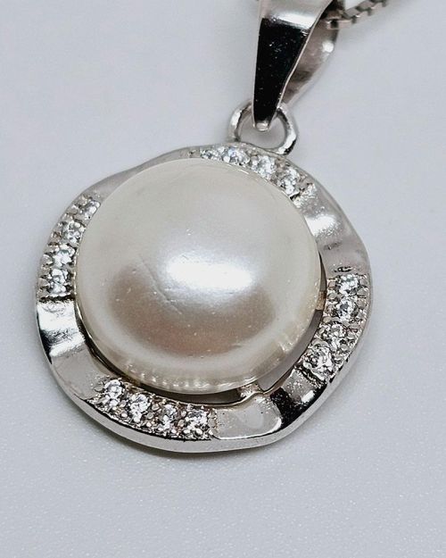 Collana donna argento 925% con perla