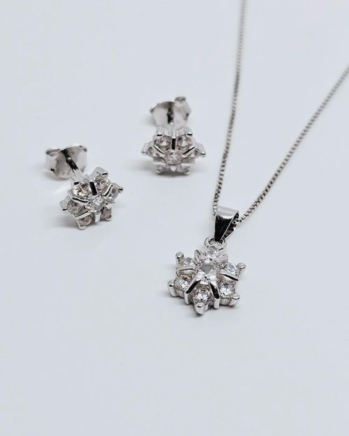 Parure donna fiore in argento 925%