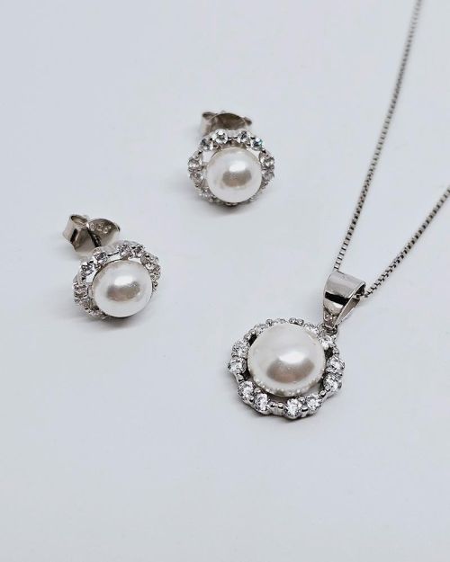 Parure donna in argento 925% con perle