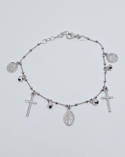 Bracciale rosario argento 925% con charms