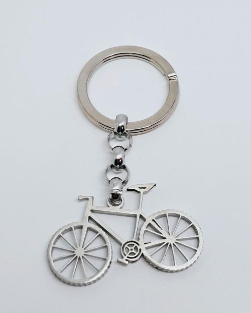 Portachiavi in acciaio con bicicletta