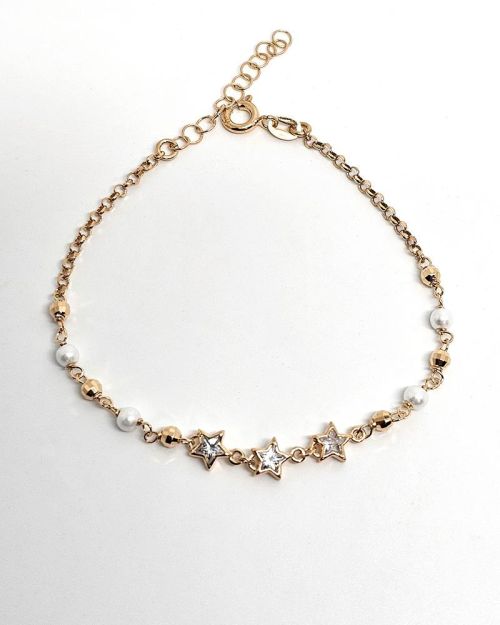 Bracciale donna argento 925% con perle e stelle