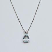 Collana in oro 750% con acquamarina goccia e diamante