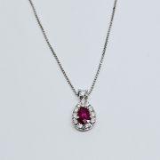 Collana in oro 750% con rubino e diamanti