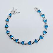 Bracciale in argento 925% con pietre azzurre triangolari