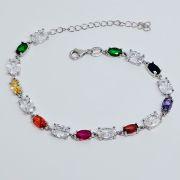 Bracciale in argento 925% con pietre colorate larghe 5mm