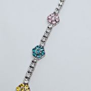 Bracciale tennis in argento 925% con margherite colorate