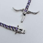 Bracciale tennis 19cm in argento 925% pietre lilla 2,5mm