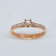 Anello solitario donna in oro rosa 750% con diamante 0.22ct