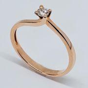 Anello solitario donna in oro rosa 750% con diamante 0.12ct