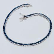 Bracciale tennis 18cm in argento 925% pietre blu 2,5mm