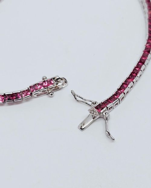 Bracciale tennis 18cm in argento 925% fuxia 2,5mm