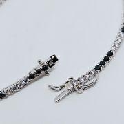 Bracciale tennis 21cm in argento 925% zirconi bianco neri 2,5mm