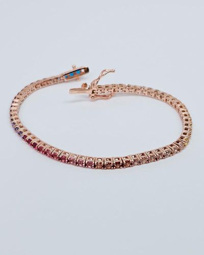 Bracciale tennis 18cm in argento 925% con zirconi Rainbow 2,5mm