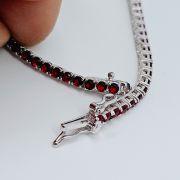 Bracciale tennis 18cm in argento 925% pietre rosse 2,5mm