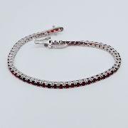 Bracciale tennis 18cm in argento 925% pietre rosse 2,5mm