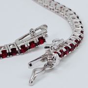 Bracciale tennis 18cm in argento 925% pietre rosse 2,5mm