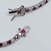 Bracciale tennis 18cm in argento 925% zirconi bianchi-rossi