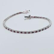 Bracciale tennis 18cm in argento 925% zirconi bianchi-rossi